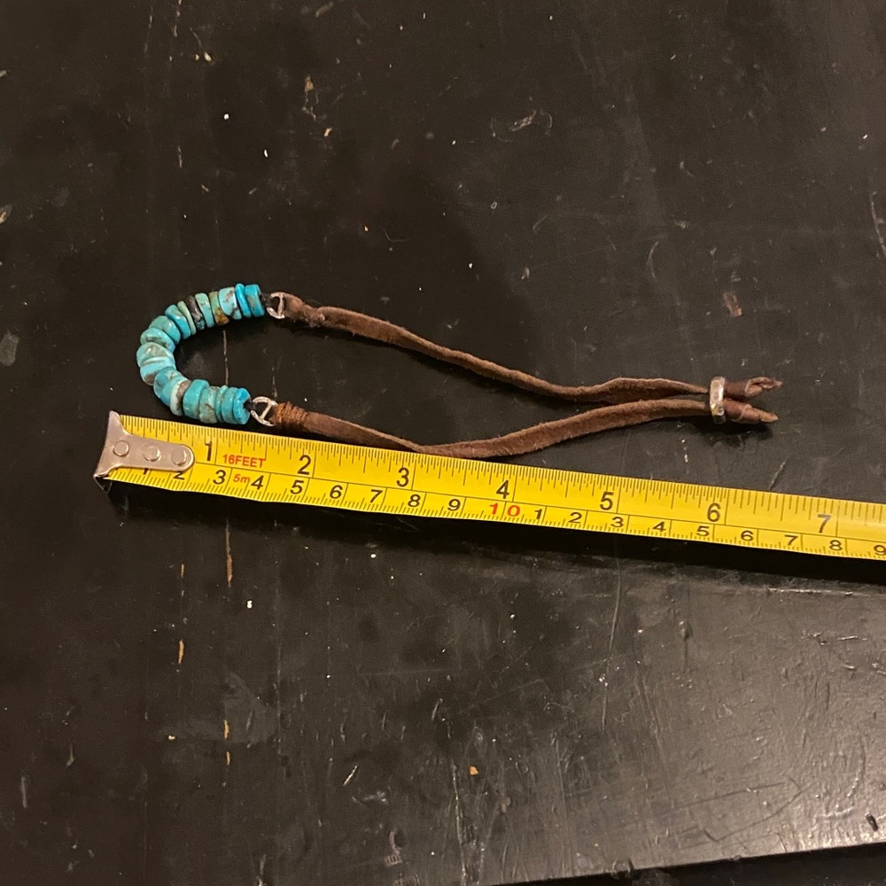 Sundance Turquoise, Sterling and Leather Bracelet - Picture 4 of 5